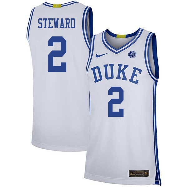 Men #2 DJ Steward Duke Blue Devils College Basketball Jerseys Sale-White - Click Image to Close